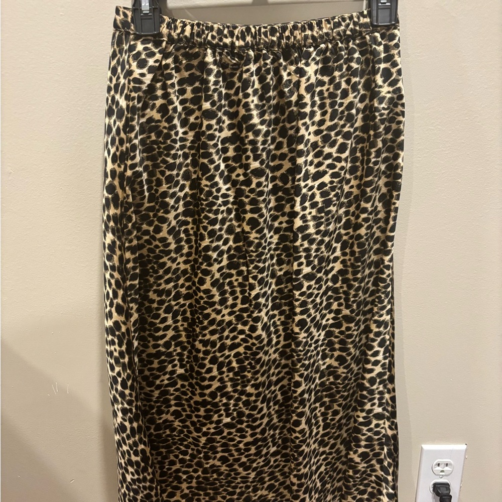 J.Crew leopard print satin midi skirt pull on - Picture 2 of 2